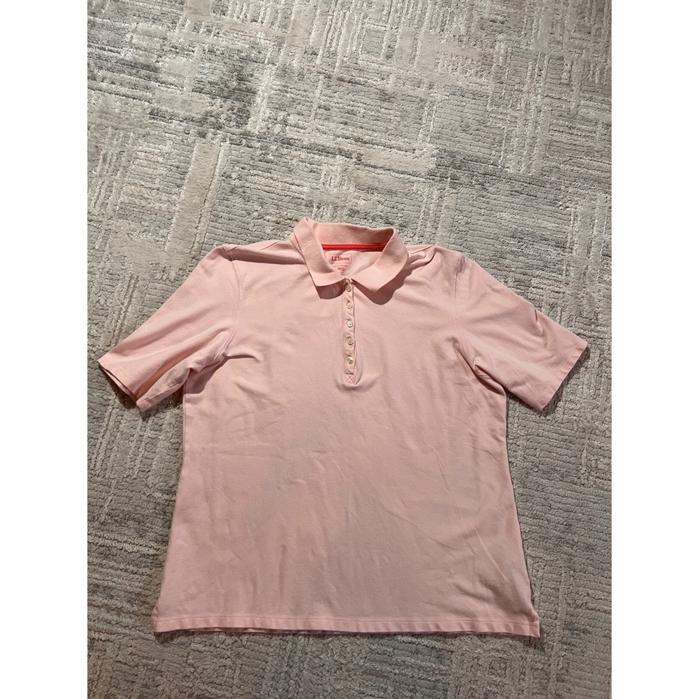 LL Bean Womens Pink Short Sleeve Button Up Polo Shirt Casual Top